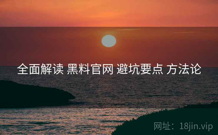 全面解读 黑料官网 避坑要点 方法论  第2张
